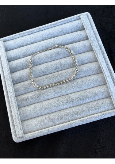 Unisex Angelus Model 3mm Kalın Kararmaz Unisex Bileklik Gümüş Kaplama Gümüş