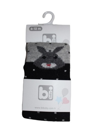 Bibaby Desenli Külotlu Çorap 68312 Siyah Tavşan