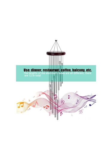 Geeksen "12 Borulu Metal Bahçe Rüzgar Çanı - Ahşap Ve Alüminyum Melodik Dekor"