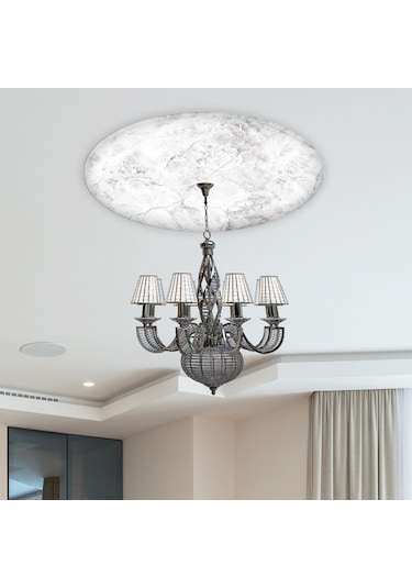 Cam Avize Göbeği | Taş Görünümlü | Çap50Cm Krem