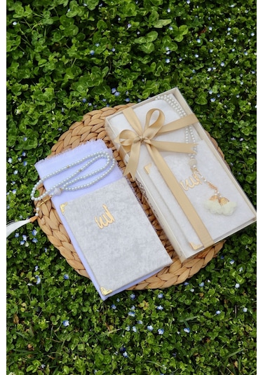 20 Adet Eşarplı Yasin Hediyelik Mevlid Seti Y201 Beyaz Standart