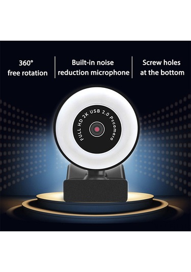 Folinda 5mp Otomatik Odaklı Usb Web Kamerası - 3 Seviye Güzellik Işığı, Gürültü Azaltıcı Mikrofon, 360 Döner, Usb 3.0, Dikdörtgen Tripod Ucu