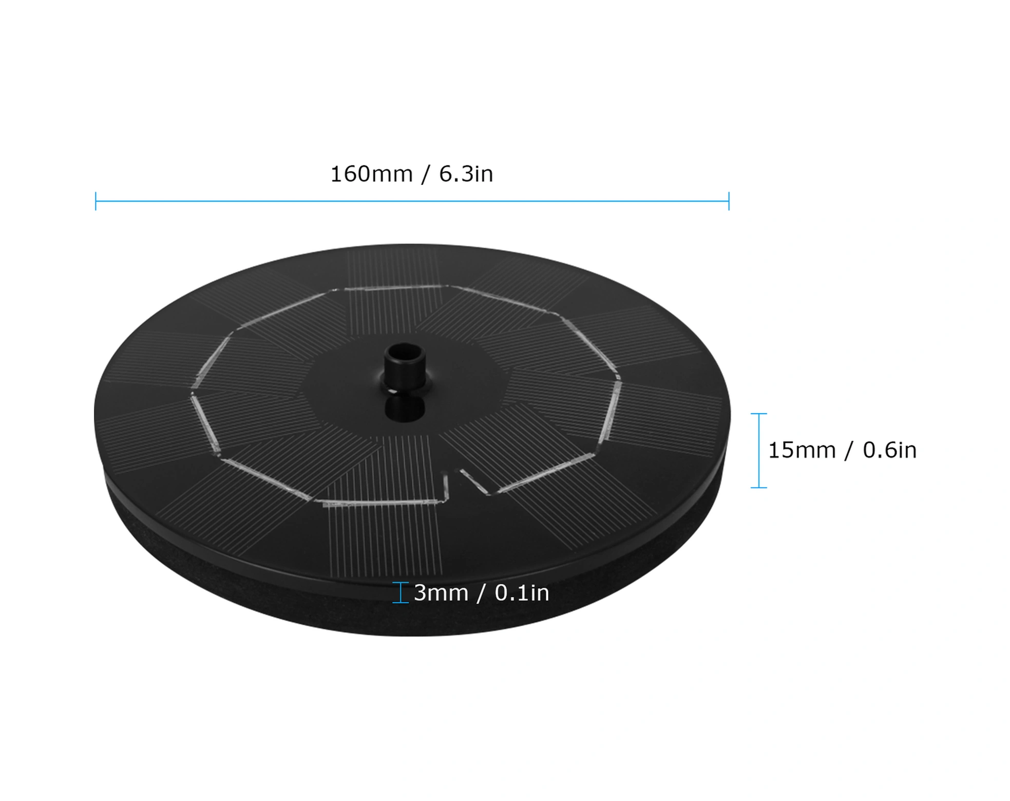 Kosona Güneş Enerjili 5v 3w Suları Dönüştüren Serbest Yuvarlanan Fontan, Çiçek Tipi Başlıklı, Kuş Havuzu Ve Bahçe Dekorasyonu İçin 160mm Xh01-160c