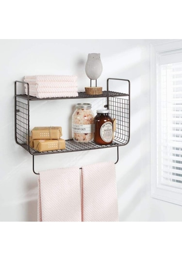 Metal Mutfak Banyo Duvar Rafı Terek Havluluk Wd-102 Siyah