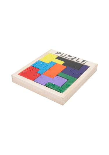 Tetris Şekilli Ahşap Puzzle Oyunu 8 Parça Renkli Ahşap Eğitici Puzzle