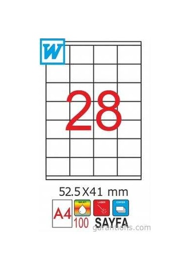 Goldmoon 2035 Laser A4 Sayfa Etiketi 52.5X41MM 100'lü Paket