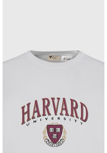 AC&Co / Altınyıldız Classics Erkek Beyaz Harvard Lisanslı Oversize Bol Kesim Baskılı Bisiklet Yaka Tişört Beyaz AC&Co / Altınyıldız Classics Erkek Beyaz Harvard Lisanslı Oversize Bol Kesim Baskılı Bisiklet Yaka Tişört Beyaz