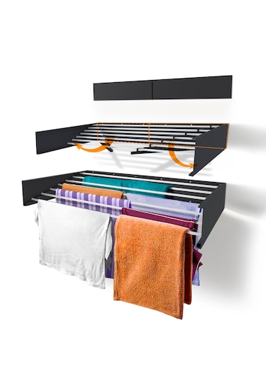 Duvara Monte Patentli Tasarım Kurutmalık Çamaşır Askısı 120 CM Antrasit