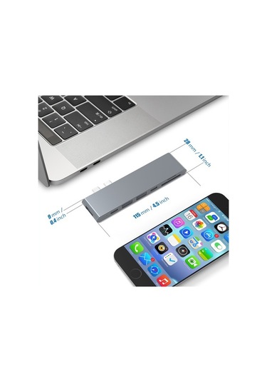 Ucouso Usb-C Hub Hdmı 4K Usb 3.0X2 Şarj Sd Msd Thunderbolt 3