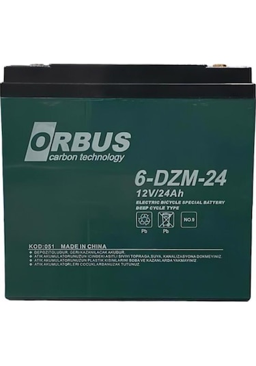 Orbus 12v 24ah 6dzm Elektrikli Bisiklet Aküsü