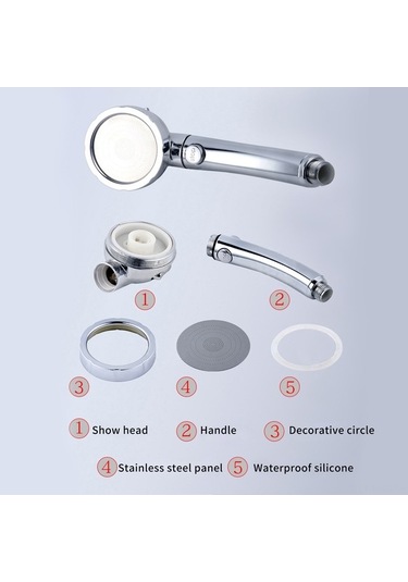 Ulzyvf 3 Fonksiyonlu Basınçlı Duş Başlığı - 360 Dönebilir, Su Durdurma Özellikli, Pratik Diğer