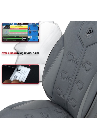 Minderland Fa Serisi - Volkswagen Amarok İle Uyumlu Koltuk Kılıfı, Tay Tüyü / Füme