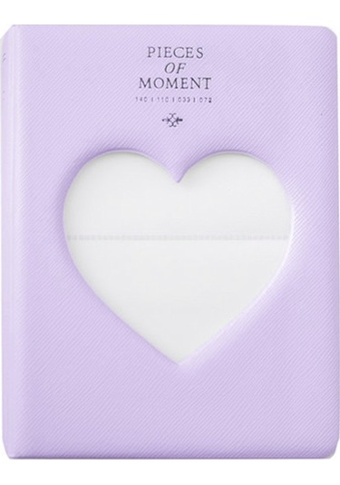 İçi Boş Kalp 64 Cepler Fotoğraf Kitabı Albümü İsim Kartı Tutucu Fujifilm Instax Mini 8 / 7s / 70/25 / 50s / 90 Açık Mor