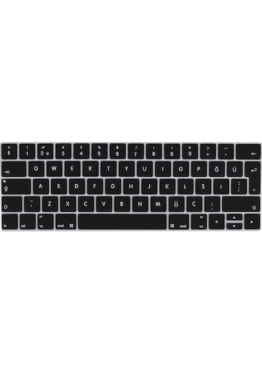 iOS Apple Uyumlu MacBook 13’ Pro Touch Bar A1706 Zore Klavye Koruyucu Silikon Ped Siyah
