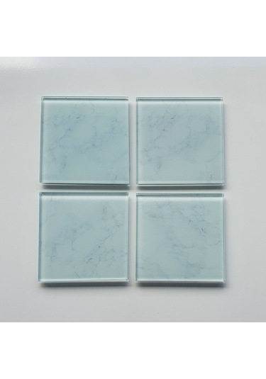 Decorita Cam Bardak Altlığı Klasik Mermer Desenli 4'lü Takım 10 x 10 CM Çok Renkli