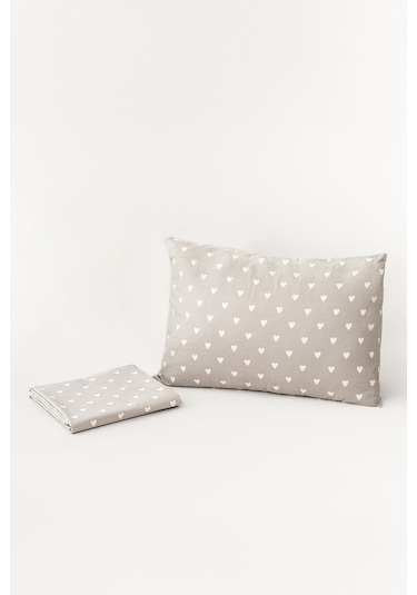 Soley Mix & Match Hearts %100 Pamuk Tek Kişilik Çarşaf Seti Gri
