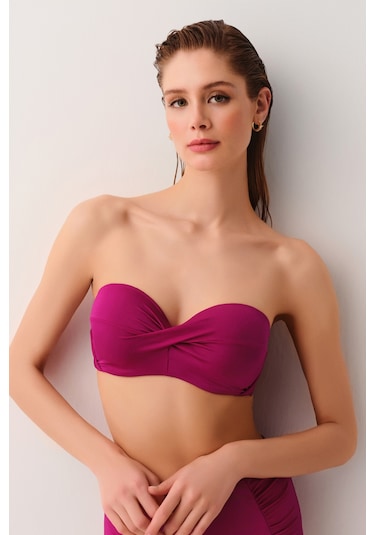 Suwen Kalın Bağcıklı Straplez Bikini Üst Sbn25680c1283 Vişne