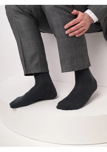 Turkan Yüksek Boyunlu Düz Renk Pamuklu Çorap Seti 5 Çift 334372832 Siyah