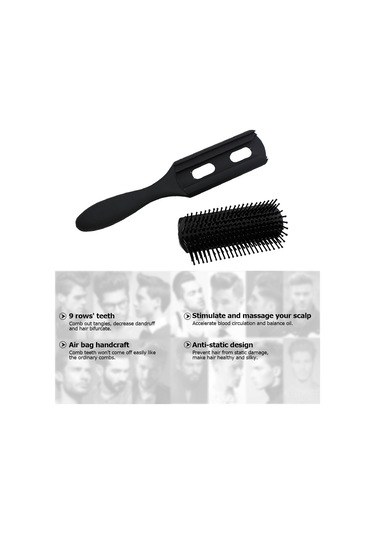 Qingmipy Erkekler İçin 9 Sıralı Anti-statik Masajlı Saç Tarak - Slickback Şekillendirme