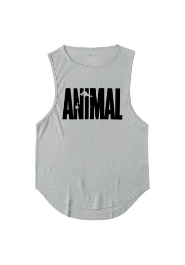 Gri Spor Salonu Tank Top Erkek Vücut Geliştirme Yeleği File Fitness Giyim Kas Kolsuz Gömlek Antrenman Açık Yan Kesim Atletler