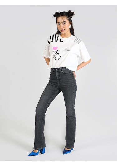 Colins 797 Cl1064452 Adel Flare Fit Dar Kesim Yüksek Bel İspanyol Paça Kadın Jean Siyah Mavi Colins 797 Cl1064452 Adel Flare Fit Dar Kesim Yüksek Bel İspanyol Paça Kadın Jean Siyah Mavi