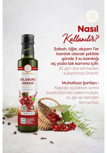 Gilaburu Sirkesi Doğal Fermantasyon Guelder Rose Vinegar 500 Ml