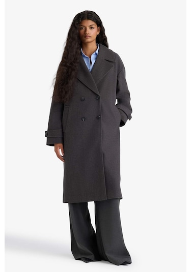 Defacto Regular Fit Düğmeli Uzun Kaşe Kaban F1197ax25wnar229 Antrasit-ar229