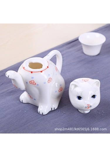 Seramik Şanslı Kedi Pot Sevimli Seramik Kedi Karaf 280 Ml