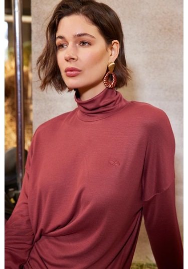 Monamise Kadın Balıkçı Yaka Çizgi Desenli Alt Üst Takım 21133 Kiremit