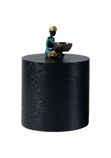 Walnut Ahşap Yan Sehpa Siyah