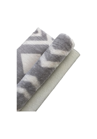 Jassrug Royal Kaymaz Taban Banyo Halısı 50x80 Karo Gri Gri