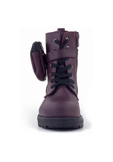 Rakerplus Bordo Fermuarlı Bağcıklı Cüzdanlı Kız Çocuk Bot Bordo