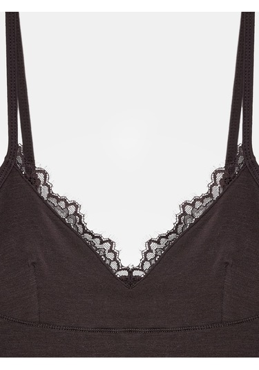 Dilvin 21191 Dantelli Top-koyu Kahve
