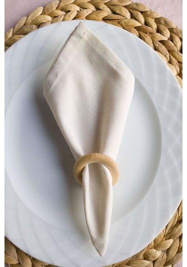 6 Adet Naturel Keten Servis Sunum Peçetesi Krem