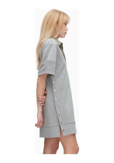 3.1 Phillip Lim Terry Polo Kadın Elbise, Fransız Havlu Kumaş Gri