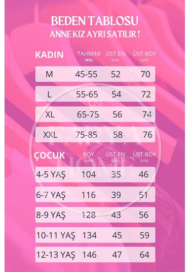 Anne Kız Kombin Desenli Viskon Kısa Kollu Pijama Takımı Anne Kız Ayrı Satılır Lacivert