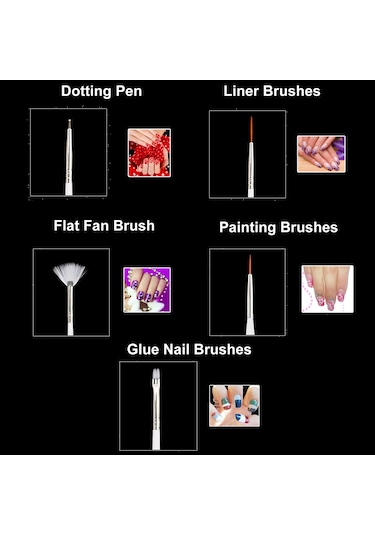 Yifomall 15'li Profesyonel Tırnak Fırçası Seti - Manikür Ve Pedikür İçin Çok Amaçlı Fırçalar
