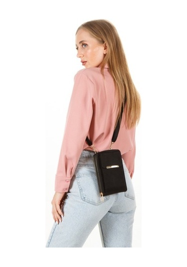 Newish Polo Kadın Siyah Süet Bella Telefonluk Cüzdan El Ve Omuz Çantası New283 Siyah