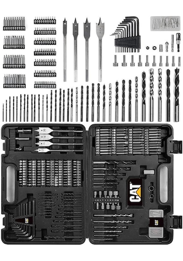 Cat Dx12set 18volt/2.0ah Li-ion Çift Akülü Kömürsüz Profesyonel Şarjlı Darbeli Matkap + Da01903 201 Parça Delme/vidalama Uç Seti