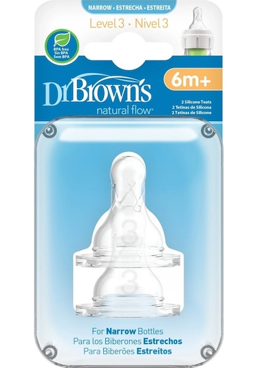Dr Brown's 3. Seviye Dar Ağız Silikon Biberon Emziği 2'li