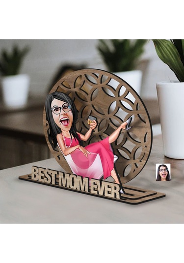 Bk Gift Kişiye Özel 3 Katmanlı Anne Karikatürlü Ahşap Biblo-6 Anneye Hediye, Anneler Günü Hediyeleri Kobitmeyen138162 Bk Gift