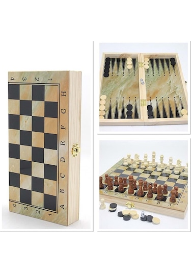 Ahşap Satranç Ve Tavla Seti