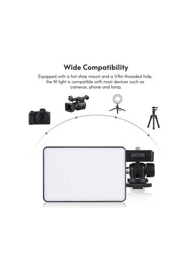 Mini Taşınabilir Fotoğraf Lambası Kısılabilir Led Işık Siyah Siyah