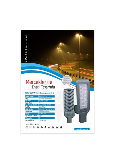 100w Led Yol Sokak Armatür Dls Park Bahçe Çevre Site Bina Dış Mekan