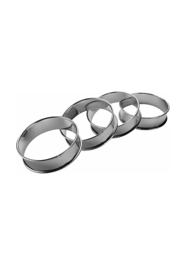 Sointeresting Çift Rulo Tart Halkaları, İngiliz Muffin Halkaları Profesyonel Çörek Halkaları 4'lü Set Gümüş