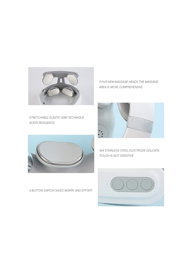 Qingmipy Isıtmalı 4 Başlı Boyun Masaj Aleti - Usb Şarjlı, Omuz Ve Boyun Ağrısı Rahatlatma, Kadın Ve Erkekler İçin Taşınabilir Masaj Cihazı Beyaz