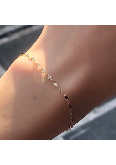 Ariş 14 Ayar Altın Italyan Zincir Bileklik Sarı Altın