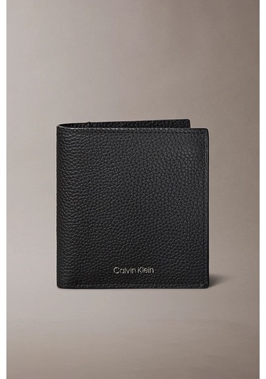 Erkek İnce Tasarım Dokulu Dikey Cüzdan - Siyah Black