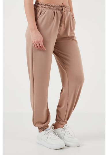 Lela Regular Fit Cepli Bayan Eşofman Altı 5865798 Bej