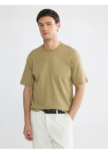 Lc Waikiki Sarı %100 Pamuk Loose Fit Basic Soft Touch Tişört